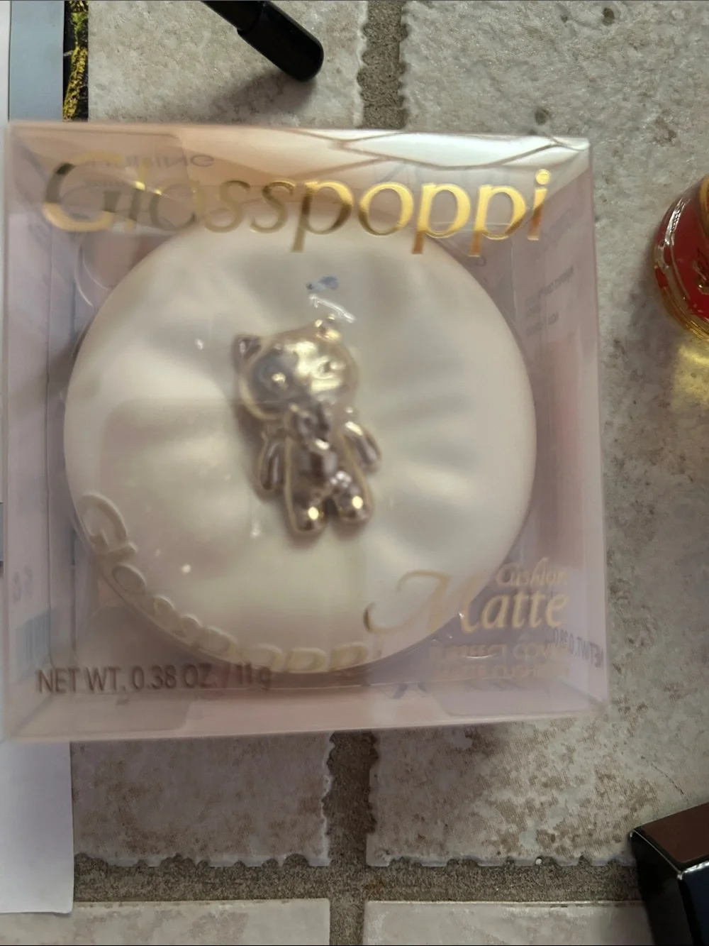 laura mercier Pearl White Compact with Gold Bear Accent